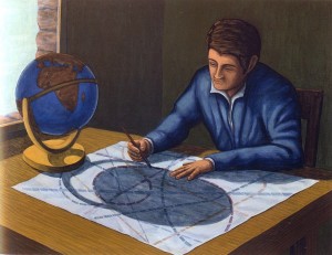 Mapa del mundo, 2003. 89 x 116 cm. Óleo sobre lienzo.        