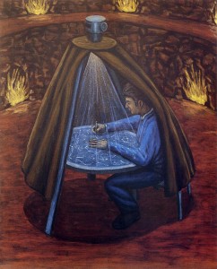 La forma del universo, 2003.  100 x 81 cm.  Óleo sobre lienzo.    