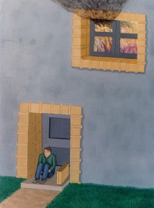 El hogar en llamas, 1994. Óleo sobre tela, 73 x 54 cm.     