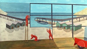 Vistas al puerto, 1994. Óleo sobre lienzo, 90 x 160 cm.     