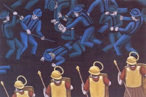 El exterminio moral, 1995. Acrílico sobre tela, 52 x 78 cm.      