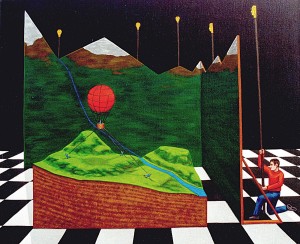 Detrás de todos los sueños o El sueño de Cristina, 1998. Acrílico sobre tela, 54 x 65 cm. 