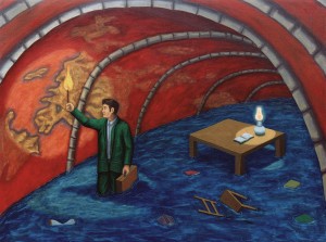 Cartografía interior, 1999. Óleo sobre tela, 97 x 130 cm.