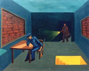 El mecanismo de la memoria, 1999. Óleo sobre tela, 81 x 100 cm.