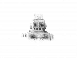 Robot, 2017. Grafito sobre papel. 18 X 24 cm.